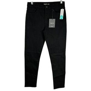 Indigo Six Womens Skinny Jeans Black High Rise Form Fitting IP390-BLK Size 27/4